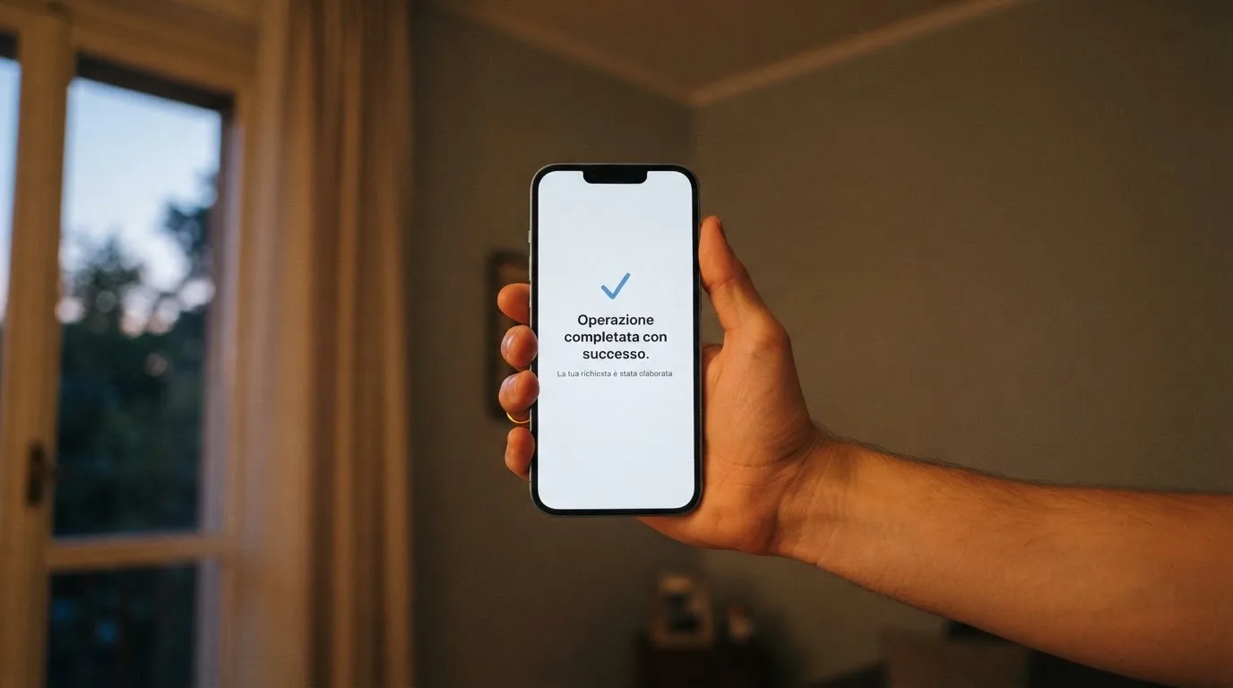 Mano che tiene uno smartphone accanto a una finestra, luce serale tranquilla — casino no adm