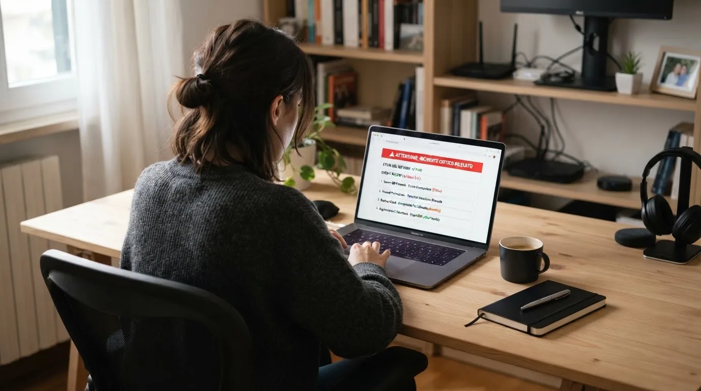 Persona davanti a un portatile che legge una pagina informativa sul gioco online in Italia — casino online sanremo